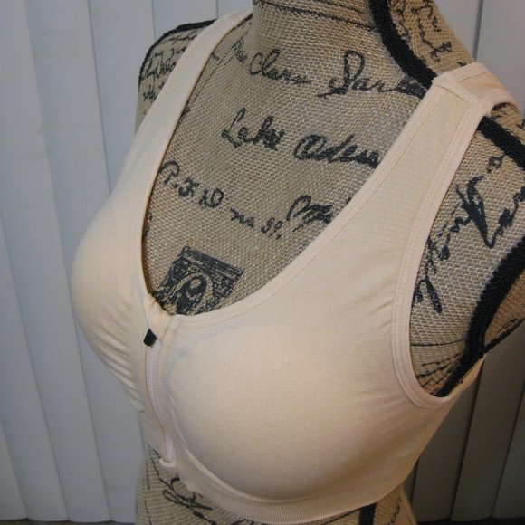 NWOT nude zip front sports bra M med - Picture 2 of 6